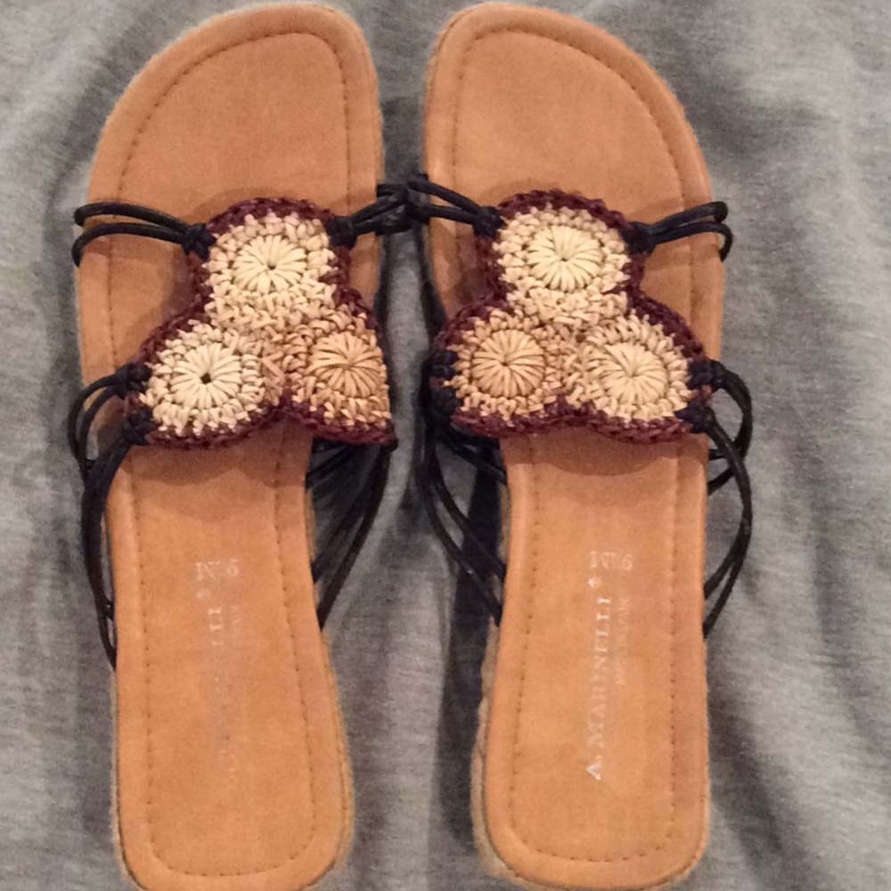 A. Marinnelli sandals, weave or straw, new, 9.5 Boho
